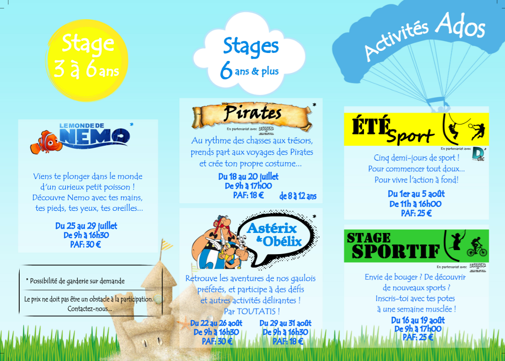 Programme des stage d'&eacute;t&egrave; 2016 AMO P2